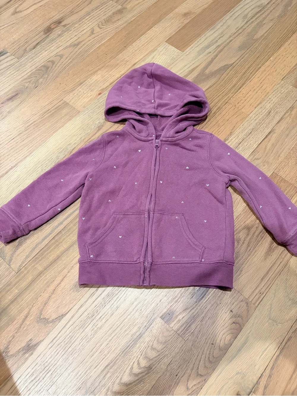 OshKosh baby girl sweat outfit with silver hearts, zip up hoodie